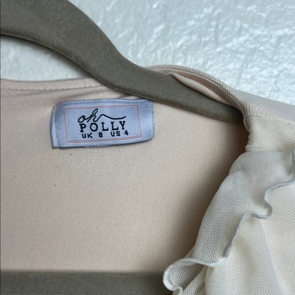 OH POLLY YARA RUFFLE MINI DRESS IN BEIGE Size S - Picture 5 of 7